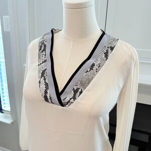 Express Snakeskin Trim Blouse 🐍🖤🤍 – Size Small ✨